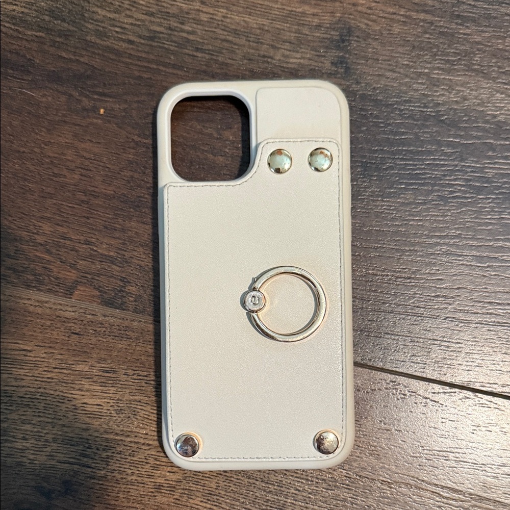 Elegant Cream Phone Case with Ring Holder (iPhone 14 pro max)